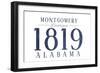 Montgomery, Alabama - Established Date (Blue)-Lantern Press-Framed Art Print