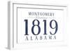 Montgomery, Alabama - Established Date (Blue)-Lantern Press-Framed Art Print