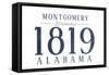 Montgomery, Alabama - Established Date (Blue)-Lantern Press-Framed Stretched Canvas