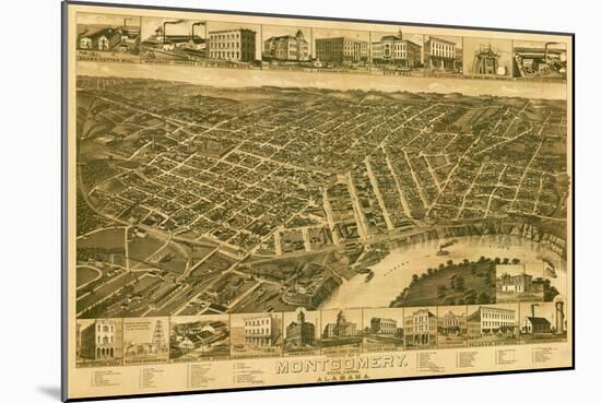 Montgomery, Alabama - Panoramic Map-Lantern Press-Mounted Art Print