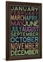 Months of the Year Colorful Text-null-Framed Poster