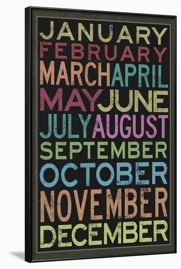 Months of the Year Colorful Text-null-Framed Poster