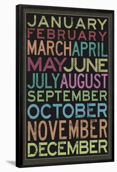 Months of the Year Colorful Text-null-Framed Poster