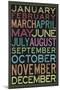 Months of the Year Colorful Text-null-Mounted Poster