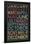 Months of the Year Colorful Text-null-Framed Poster