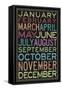 Months of the Year Colorful Text-null-Framed Stretched Canvas