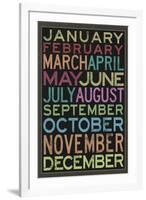 Months of the Year Colorful Text-null-Framed Art Print