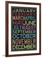 Months of the Year Colorful Text-null-Framed Art Print