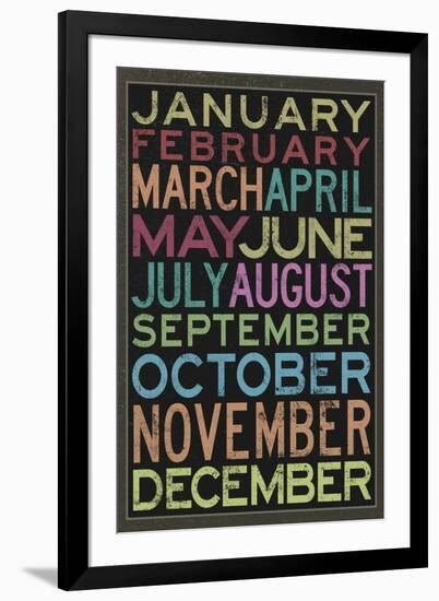 Months of the Year Colorful Text-null-Framed Art Print