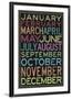 Months of the Year Colorful Text-null-Framed Art Print