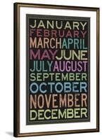 Months of the Year Colorful Text-null-Framed Art Print