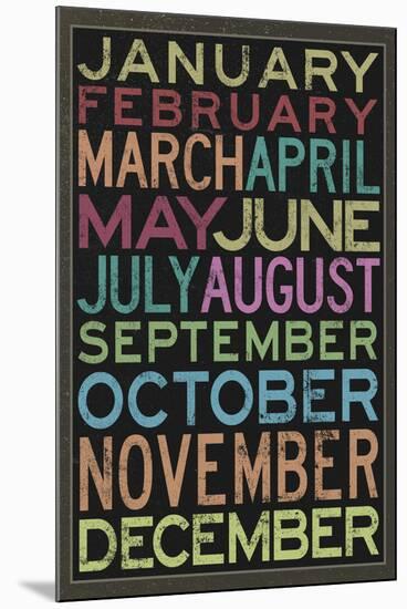 Months of the Year Colorful Text-null-Mounted Art Print