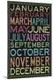 Months of the Year Colorful Text-null-Mounted Art Print