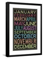 Months of the Year Colorful Text-null-Framed Art Print