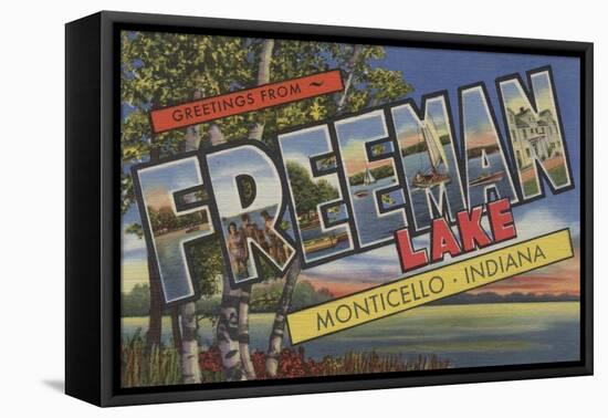 Monticello, Indiana - Freeman Lake-Lantern Press-Framed Stretched Canvas