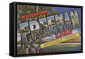 Monticello, Indiana - Freeman Lake-Lantern Press-Framed Stretched Canvas