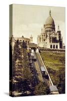 Montmartre, Paris, C. 1905 : the Funicular and the Sacre Coeur-null-Stretched Canvas