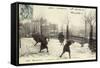 Montmartre, Snowballing-null-Framed Stretched Canvas