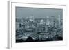 Montreal at Dusk with Urban Skyscrapers Viewed from Mont Royal in Black and White-Songquan Deng-Framed Photographic Print