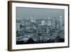 Montreal at Dusk with Urban Skyscrapers Viewed from Mont Royal in Black and White-Songquan Deng-Framed Photographic Print