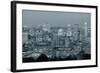 Montreal at Dusk with Urban Skyscrapers Viewed from Mont Royal in Black and White-Songquan Deng-Framed Photographic Print