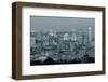 Montreal at Dusk with Urban Skyscrapers Viewed from Mont Royal in Black and White-Songquan Deng-Framed Photographic Print