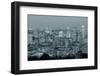 Montreal at Dusk with Urban Skyscrapers Viewed from Mont Royal in Black and White-Songquan Deng-Framed Photographic Print