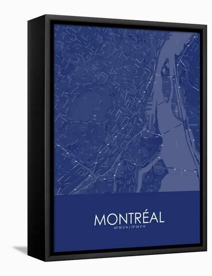 Montreal, Canada Blue Map-null-Framed Stretched Canvas