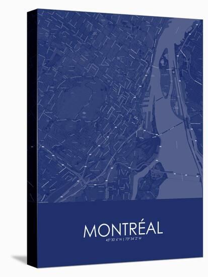 Montreal, Canada Blue Map-null-Stretched Canvas