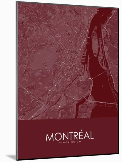 Montreal, Canada Red Map-null-Mounted Poster