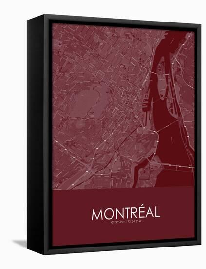 Montreal, Canada Red Map-null-Framed Stretched Canvas