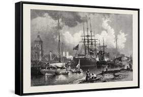 Montreal Harbour, Canada, Nineteenth Century-null-Framed Stretched Canvas