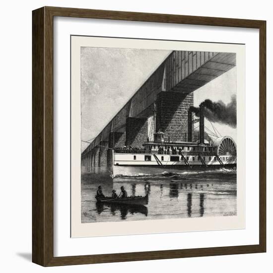 Montreal, Mail Steamer Passing under Victoria Bridge, Canada, Nineteenth Century-null-Framed Giclee Print