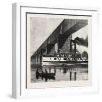 Montreal, Mail Steamer Passing under Victoria Bridge, Canada, Nineteenth Century-null-Framed Giclee Print