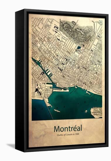 Montreal Map-Dionisis Gemos-Framed Stretched Canvas