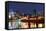 Montreal over River at Dusk with City Lights and Urban Buildings-Songquan Deng-Framed Stretched Canvas