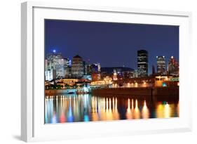 Montreal over River at Dusk with City Lights and Urban Buildings-Songquan Deng-Framed Photographic Print