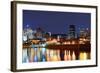 Montreal over River at Dusk with City Lights and Urban Buildings-Songquan Deng-Framed Photographic Print