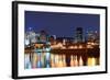 Montreal over River at Dusk with City Lights and Urban Buildings-Songquan Deng-Framed Photographic Print