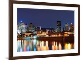 Montreal over River at Dusk with City Lights and Urban Buildings-Songquan Deng-Framed Photographic Print