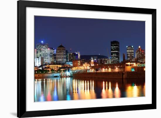 Montreal over River at Dusk with City Lights and Urban Buildings-Songquan Deng-Framed Photographic Print