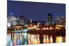 Montreal over River at Dusk with City Lights and Urban Buildings-Songquan Deng-Mounted Photographic Print