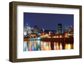 Montreal over River at Dusk with City Lights and Urban Buildings-Songquan Deng-Framed Photographic Print