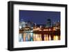 Montreal over River at Dusk with City Lights and Urban Buildings-Songquan Deng-Framed Photographic Print