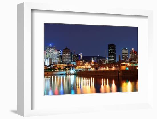 Montreal over River at Dusk with City Lights and Urban Buildings-Songquan Deng-Framed Photographic Print