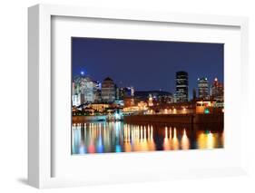 Montreal over River at Dusk with City Lights and Urban Buildings-Songquan Deng-Framed Photographic Print