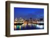 Montreal over River at Dusk with City Lights and Urban Buildings-Songquan Deng-Framed Photographic Print