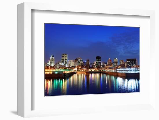 Montreal over River at Dusk with City Lights and Urban Buildings-Songquan Deng-Framed Photographic Print