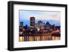 Montreal over River at Sunset with City Lights and Urban Buildings-Songquan Deng-Framed Photographic Print