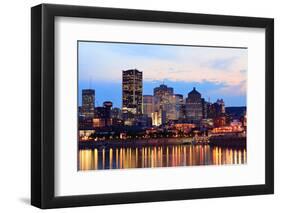 Montreal over River at Sunset with City Lights and Urban Buildings-Songquan Deng-Framed Photographic Print